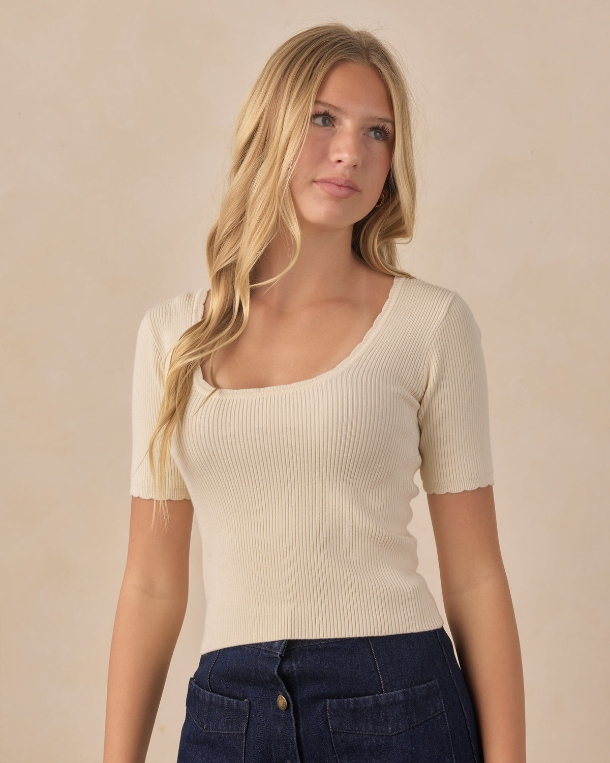 Teen Scallop Tee Natural