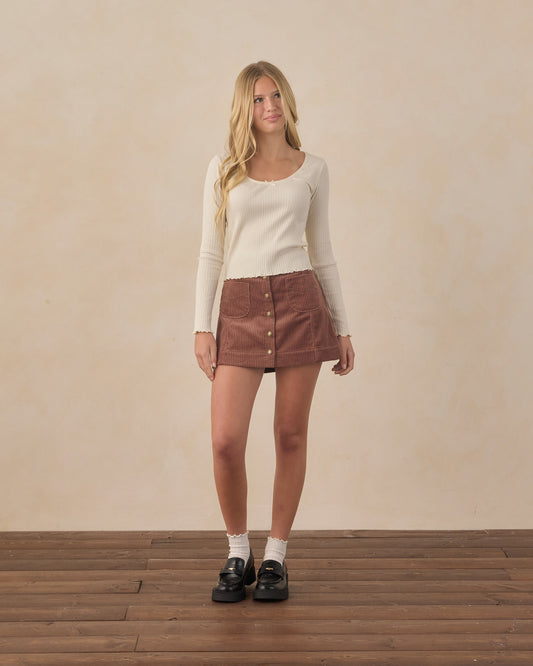 Teen Ribbed Long Sleeve Tee Natural