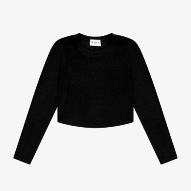 Rayon Rib Curve Hem L/S Top